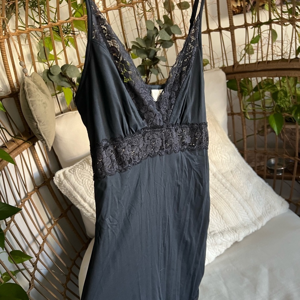 Sleek Midnight Blue Lace Chemise